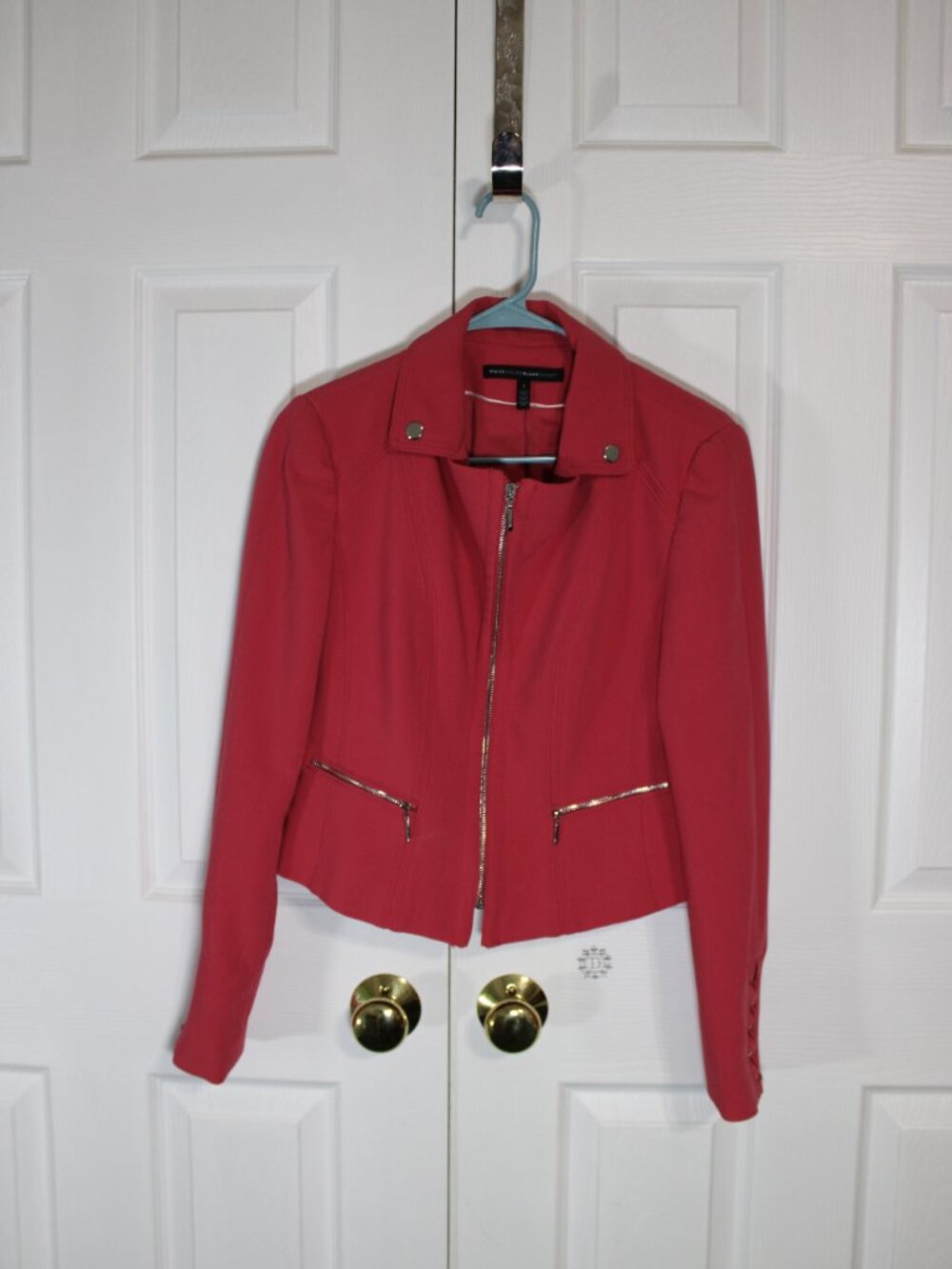 White House Black Market Cropped Pink Moto Jacket Blazer with Corset Tie Details - Picture 2 of 12